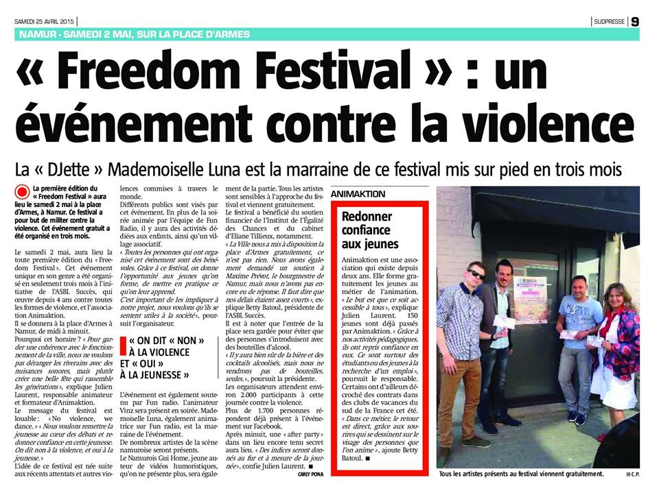 Freedom Festival, no violence we dance, SudPresse